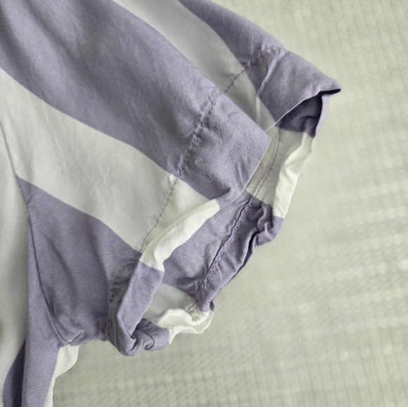 Denim & Flower Ricky Singh Button Up Shirt Purple White Striped 100% Viscose Lg - Picture 7 of 11